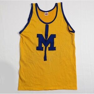VTG 60s Mason Durene Jersey S Tank Team Varsity "M" Yellow Sportswear USA Rowing